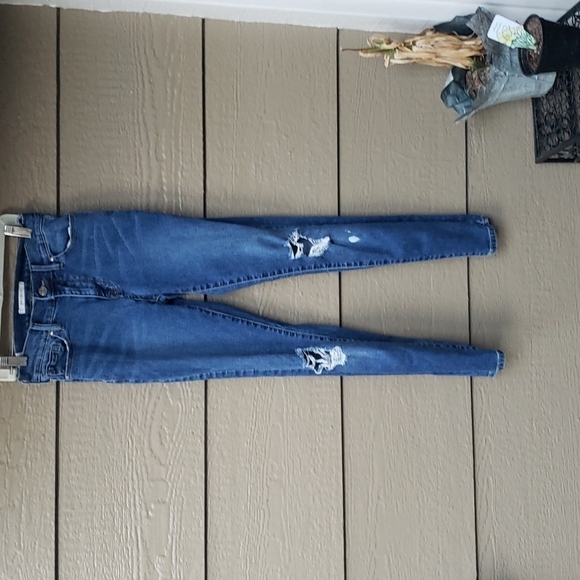 PacSun Dark Blue Distressed High Waisted Jeggings 24 - Picture 5 of 13